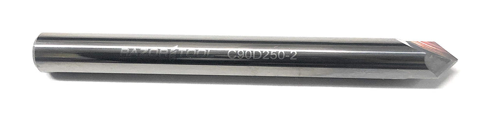 Razor Tool 3/4” Dia 2 Flute 90 Degree Carbide Chamfer Cutter 3/8” LOC 3" Long