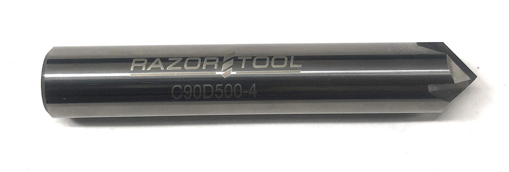 Razor Tool 3/16” Dia 4 Flute 90 Degree Carbide Chamfer Cutter 3/32" LOC 2" Long